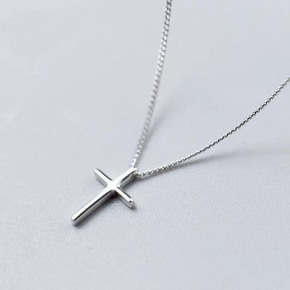 925 sterling silver cross necklace front view