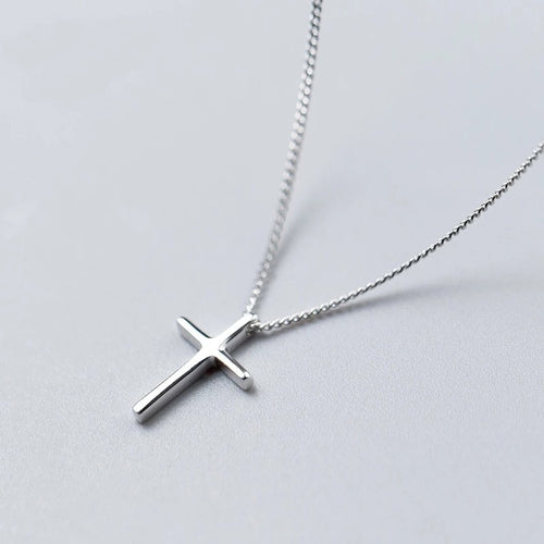 925 sterling silver cross necklace front view