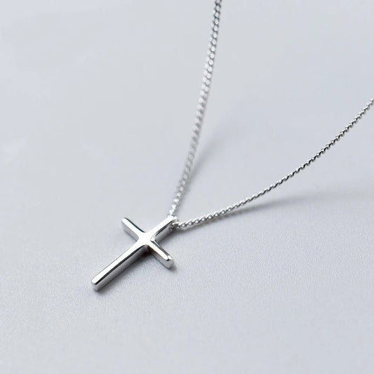 925 sterling silver cross necklace front view